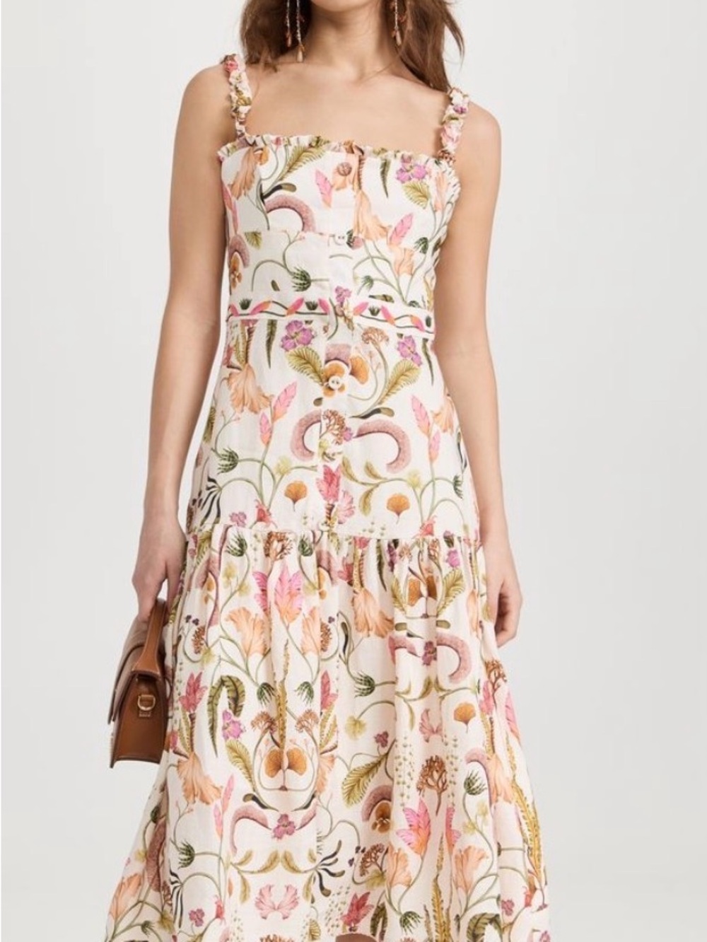 AGUA BY AGUA BENDITA - Nispero Printed Linen Midi Dress size Small - Picture 6 of 8